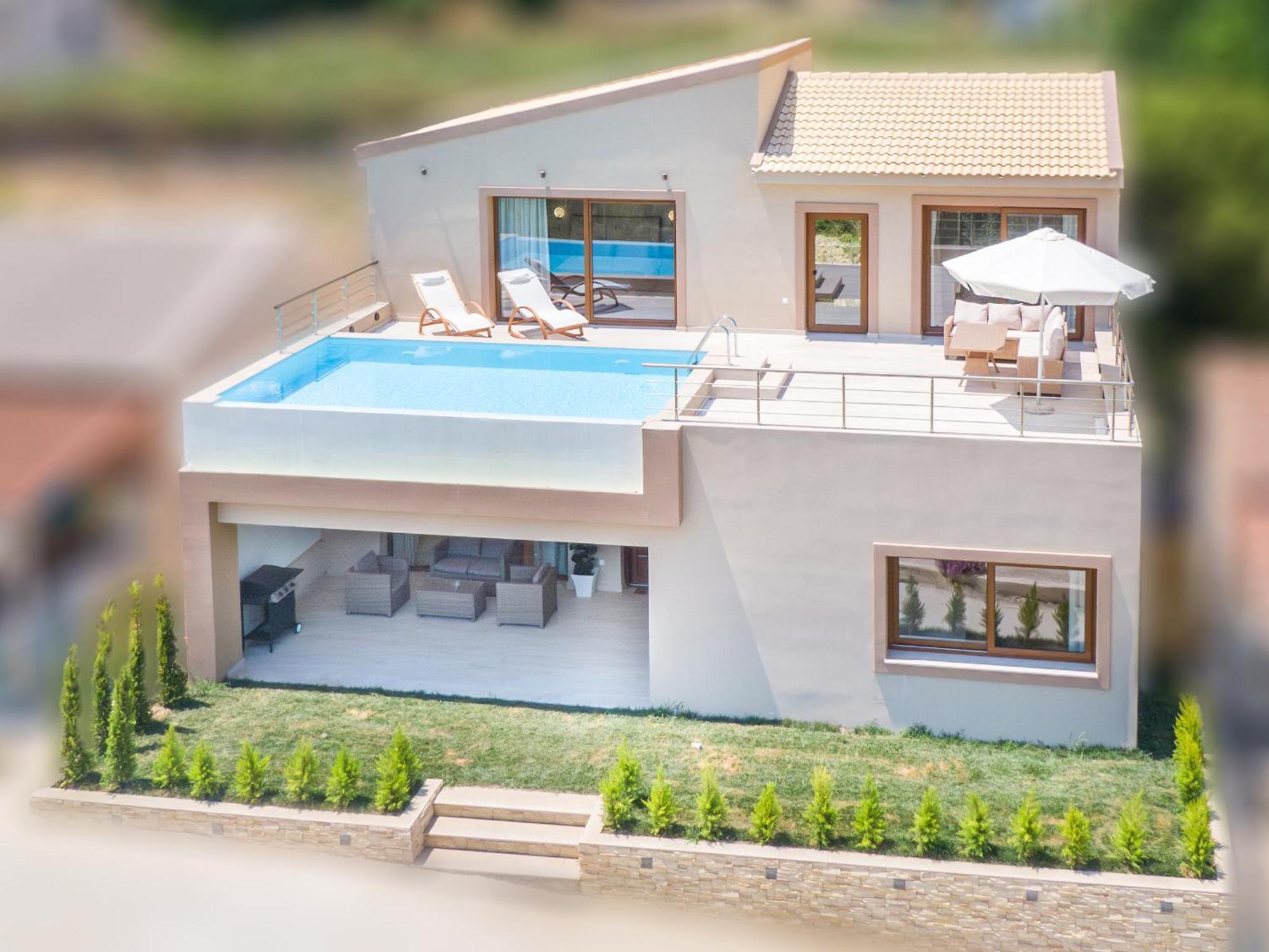 Villa Vasillis-Heated Swimming Pool With Infinity View Vitaládes Zewnętrze zdjęcie